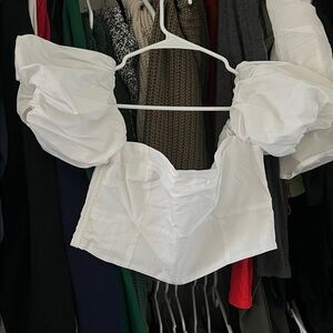 Abercrombie & Fitch White Puff Sleeve Blouse
